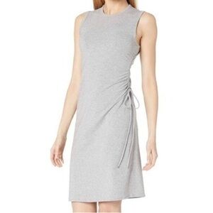 THEORY (S) Rimaeya DR Rubric Ruched Side Tie Jersey Knit Tank Dress Grey Soft